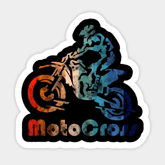 Retro MotoCross Vintage Grunge Dirt Bike Rider Gifts Sticker by Bezra
